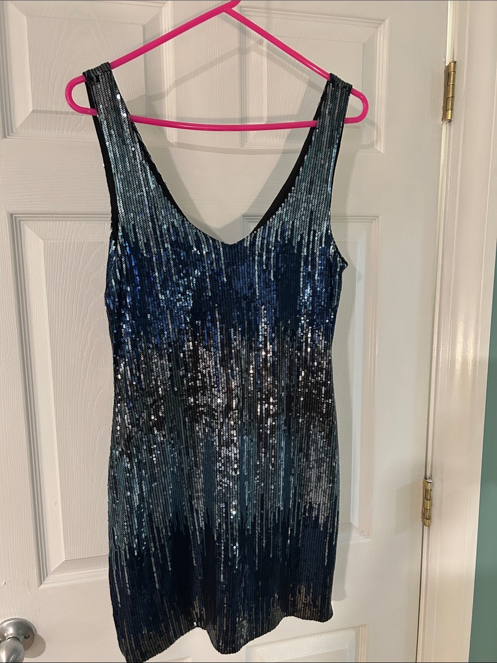 As U Wish Blue Ombre Sequin Mini Dress